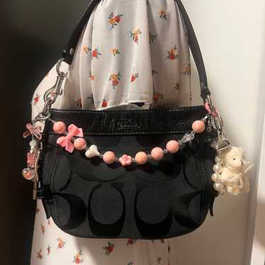 バッグ COACH mini hobo accessory porch hand bag Old COACH Leather Shoulder Bag mini Hand Bag Dark Brown