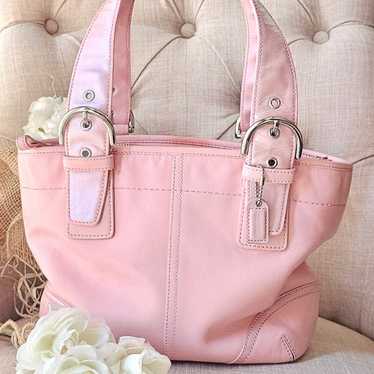 バッグ COACH RARE PINK SOHO leather tote bag Rare Coach SOHO Pink/hot Pink Suede Leather Shoulder Bag