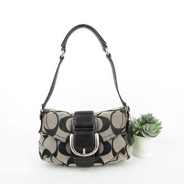 バッグ Coach soho shoulder bag Signature y2k Coach Soho Signature Flap Shoulder Bag Canvas Leather Trim