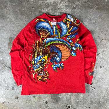 古着 USA製 90S JNCO JEANS Tシャツ ヴィンテージ ドラゴン 古着 90s USA製 JNCO JEANS 龍 ドラゴン マルチ 長袖 Tシャツ