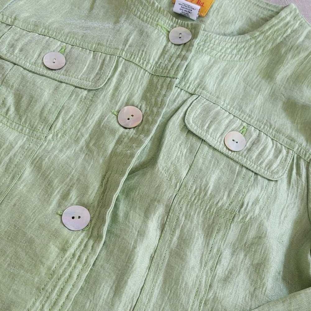 Ruby Rd. Shimmer Lime Green Button Up Soft Shell … - image 2