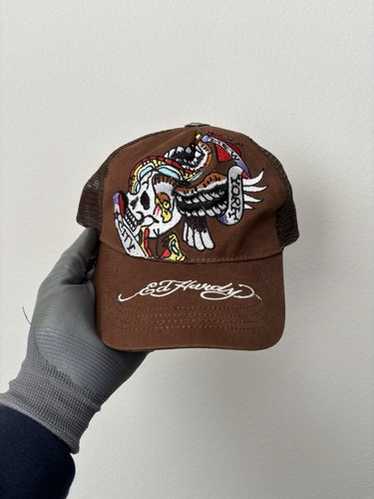 00's Christian Audigier キャップ Ed Hardy 00s CHRISTIAN AUDIGIER BY ED HARDY CANNABIS SKULL MESH CAP