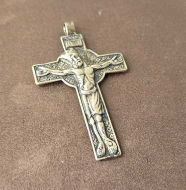 アクセサリー vintage silver925 Jesus cross necklace Vintage Big 925 Sterling Silver Jesus Christ Crucifix Cross
