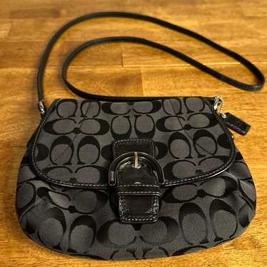 バッグ coach signature Flap Soho bag Bleeker Authentic Coach black leather Soho Signature Flap Hobo Bag