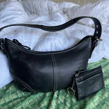 美品✨Vintage Coach Soho Hobo Shoulder bag Coach Signature Soho Hobo Shoulder Bag Black Monogram Luxury