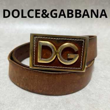 D&G DOLCE&GABBANA belt ブラウン ゴールド ロゴ バックル Authentic Dolce & Gabbana Brown Leather Gold D&G Logo Buckle
