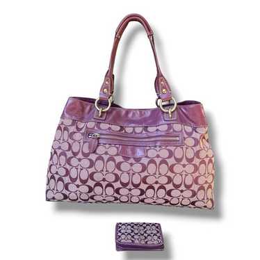 バッグ COACH Penelope Leather Tote Bag Purple 🌸 New Coach Penelope Light Violet Smooth Leather Shoulder