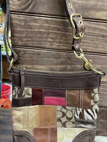 バッグ Rare COACH Patchwork DuffleBag DarkBrown Coach PATCHWORK Leather Large Duffle Bleecker Bag Limited