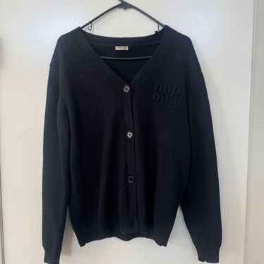 トップス Miu Miu Silk Mix Ribbon Cardigan Black Miu miu cardigan black - Gem