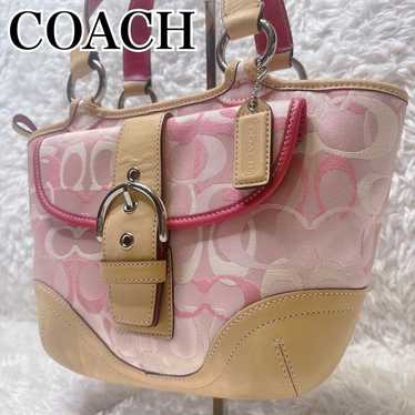 バッグ COACH RARE PINK SOHO leather tote bag NWT $378 COACH Soho Leather East West Tote SHELL PINK Bag