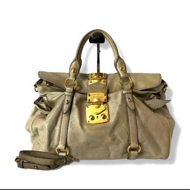 バッグ Miu Miu Vitello Peggy Side Ribbon Ivory バッグ Miu Miu Vitello Peggy Side Ribbon Ivory Miu Miu