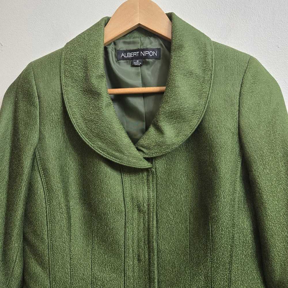 Albert Nipon Womens Vintage 90s Y2K Twee Green Ta… - image 4