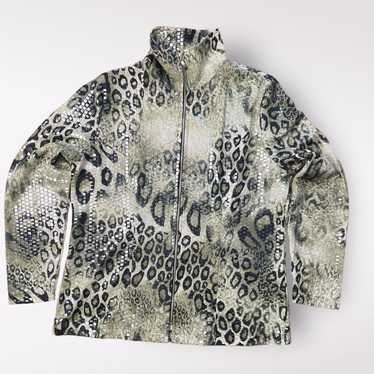Misook Vintage Y2k Green Leopard Print Jacket Siz… - image 1