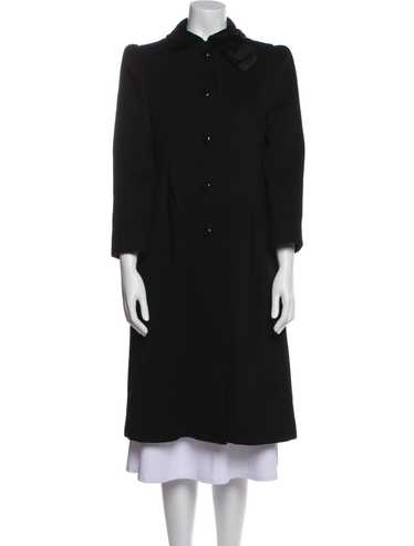 Albert Nipon Coat Black Pointed Collar Long - image 1