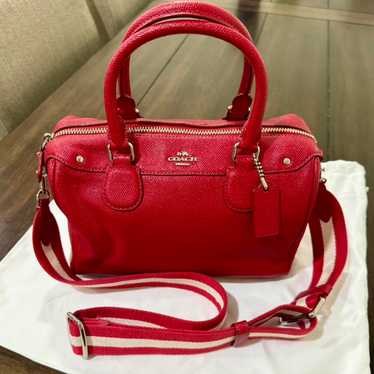 バッグ Coach Signature Mini Boston Bag Red COACH Mini Boston Hand Bag Leather Red Pink Shoulder Small