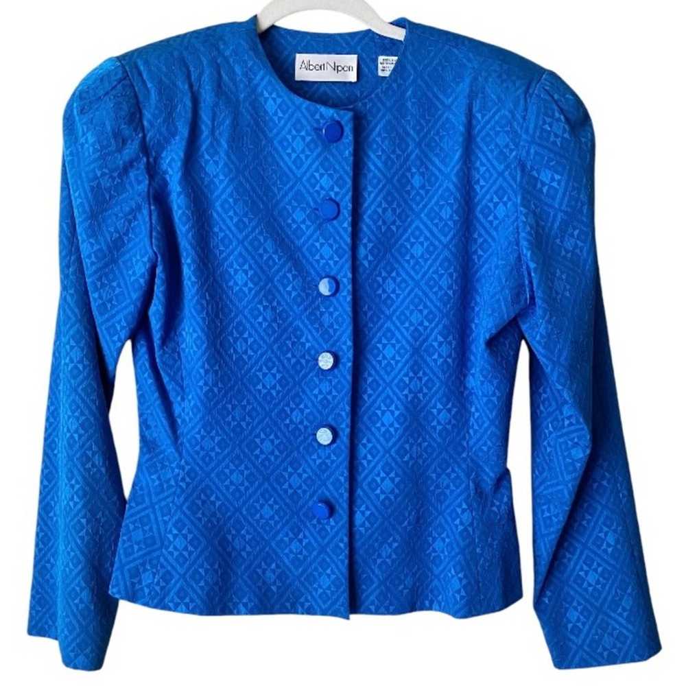 Albert Nipon Vintage 100% Silk Button Front Blaze… - image 1