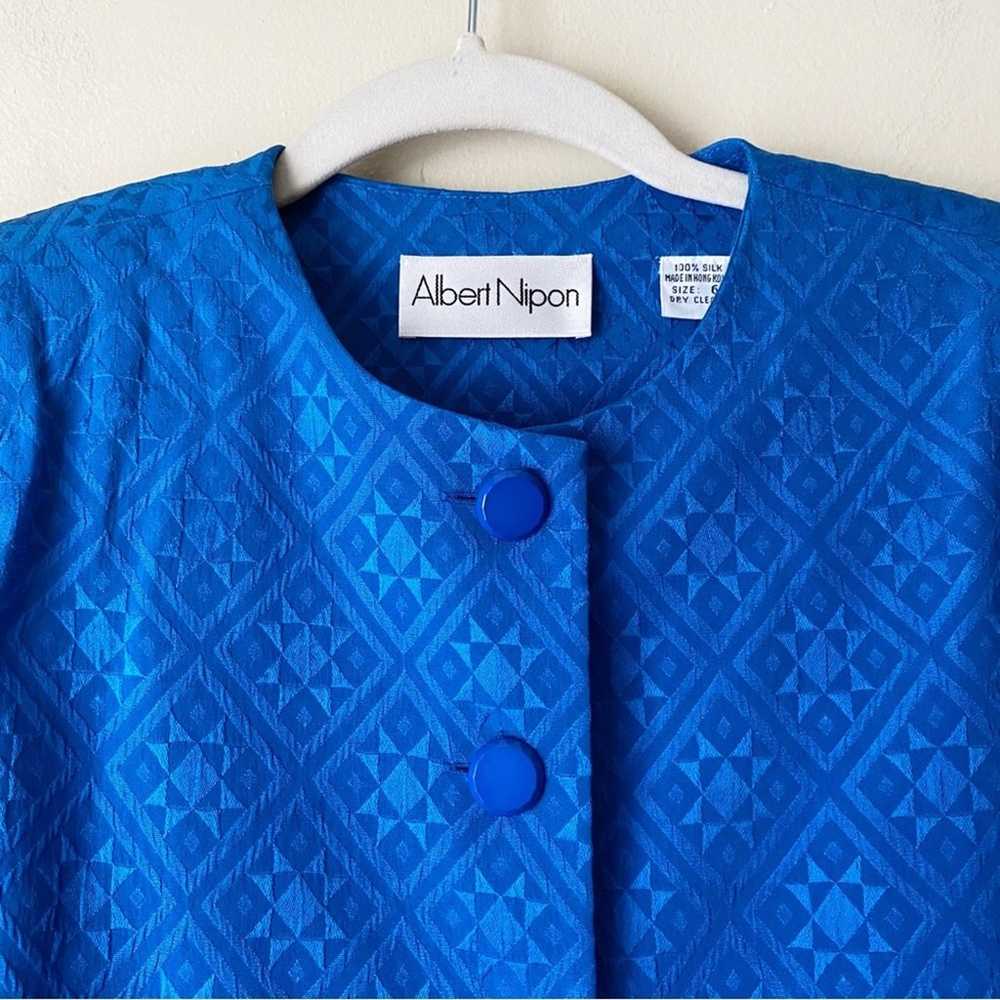 Albert Nipon Vintage 100% Silk Button Front Blaze… - image 2