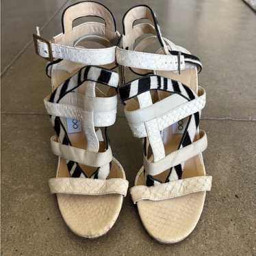 Jimmy Choo Zebra Print & Python-Embossed Black & … - image 1