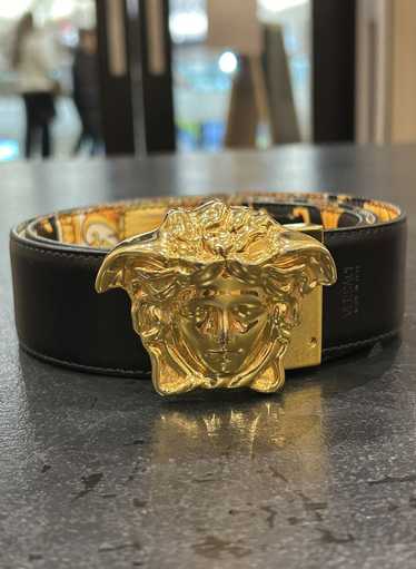 GIANNI VERSACE メデューサ ベルト GIANNI VERSACE dual tone belt black studded Medusa head 80