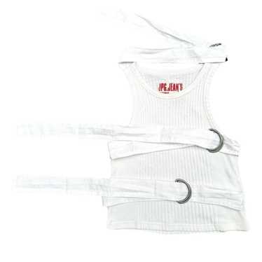 JEAN PAUL GAULTIERJEANS リブ編みタンクトップ ホワイト JEAN PAUL GAULTIERJEANS リブ編みタンクトップ ホワイト JEAN
