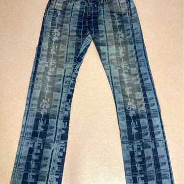 y2k archive 55DSL geometric check print denim pan… - image 1