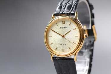 SEIKO Dolce-Exquisite ゴールド レザー Vintage Seiko Dolce Gold Plated 30 Microns 5931 5400 Yellow