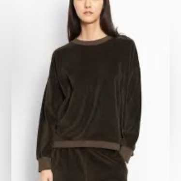 Vince Velour Crewneck Pullover Sweatshirt In Choc… - image 1