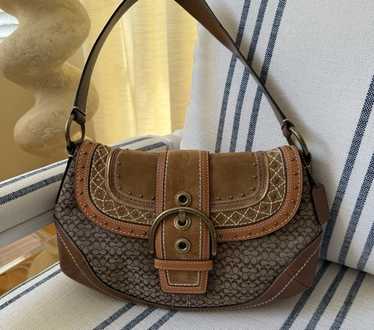 バッグ Coach Soho Hobo Suede Leather Shoulder Coach Soho Black Jacquard Leather Suede Studded Hobo Bag