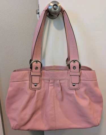 バッグ COACH RARE PINK SOHO leather tote bag Rare Coach, shoulder bag, signature, pink, Soho, Bag Charm