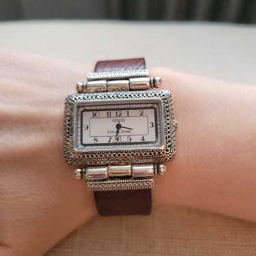 Vintage Ecclissi Sterling Silver and Leather Ladi… - image 1