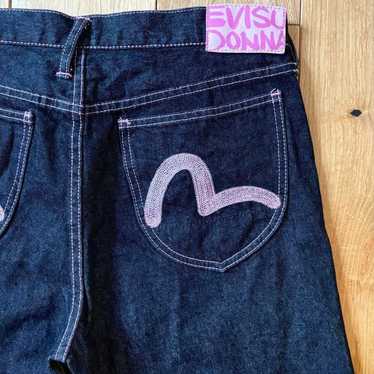 【EVISU】エヴィス ドンナ パリス フレアデニム ピンクロゴ 25インチ EVISU】エヴィス ドンナ パリス フレアデニム ピンクロゴ 25