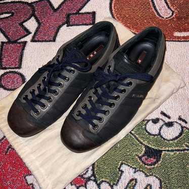 靴 archive PRADA SPORT leather sneaker Vintage Prada Sport Black Leather Square Toe Lace up