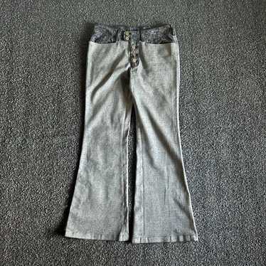 パンツ Y2K 00s TORNADO MART flare stripe pants 00s Tornado Mart 'Snakeskin' Woven Laced Flare Cut Denim