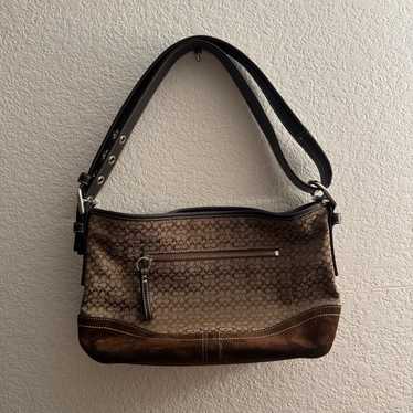 バッグ Coach Soho Signature Brown Bag Coach Soho Signature Jacquard Shoulder Bag In Brown/gold