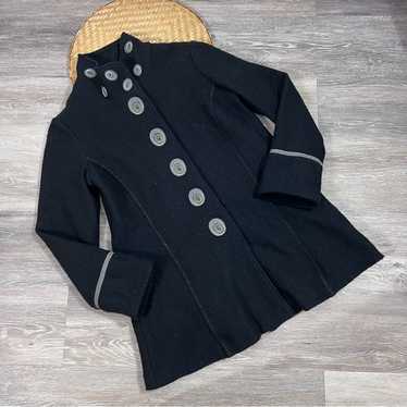 Icelandic Design Black Wool Art To Wear Swing Coat - image 1