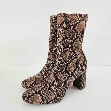 H&M Snake Python Print Faux Suede Block Heel Roun… - image 1