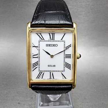 SEIKOセイコー V115-0AC0 ゴールドダイヤル ソーラー Seiko Solar Tank Watch Men Goldtone Gold Dial V115-0AC0 | eBay