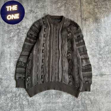 archive retro pattern knit stripe khaki - image 1