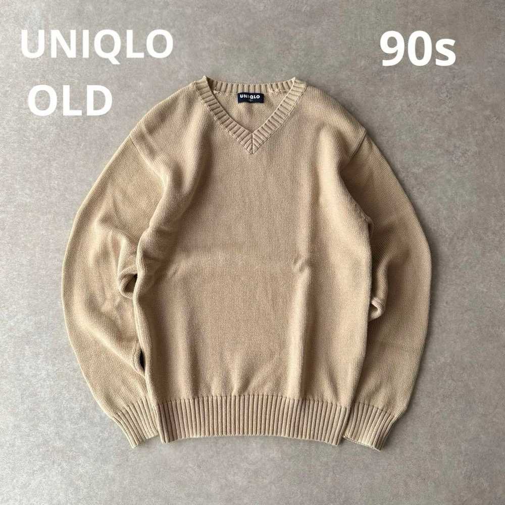 90s OLD UNIQLO Cotton V-Neck Knit archive Y2K - image 1