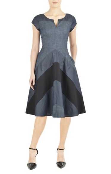 eShakti Women's Chevron Stripe Colorblock Chambra… - image 1