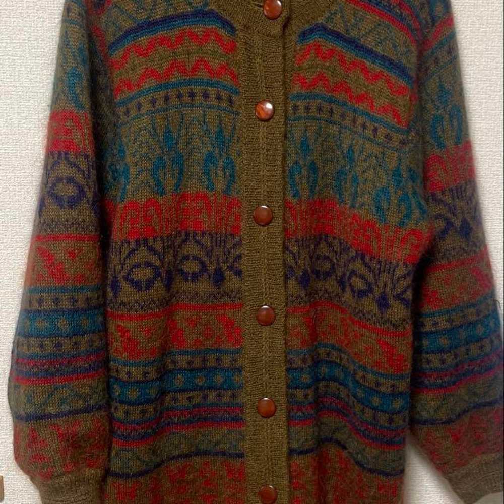 Cardigan, all-over pattern, retro buttons, revers… - image 1