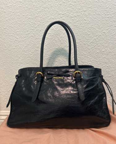 miumiu vitello shine handbag 2way 付属品全付き Miu Miu Miu 2-Way Handbag/Shoulder Bag in Black Vitello
