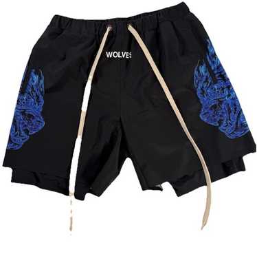 【美品】 darc sport Wolf shorts 刺繍　狼　ブラック　S darc sport Wolf shorts 刺繍 ショーツ M