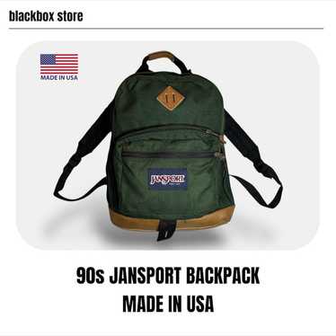 1990's- JANSPORT BACKPACK バックパック Vintage 90s Jansport Black Leather Bottom Backpack Made in