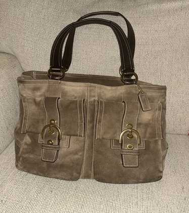 vintage coach old Suede soho アクセサリーポーチ COACH Vintage Soho Shoulder bag buckle Suede Leather Beige