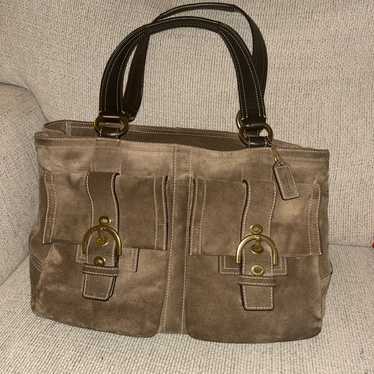 バッグ Coach Soho Signature Shoulder Bag suede NWT Coach Soho Flap Bag in Suede [Silver/Mist Blue] ✨No US