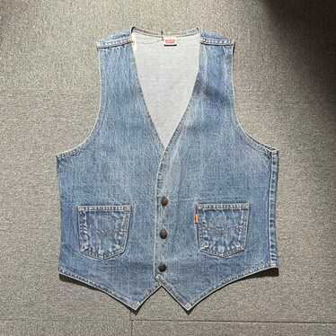 70s 80s Vintage Levi's Plain Denim Vest Orange Tab - image 1
