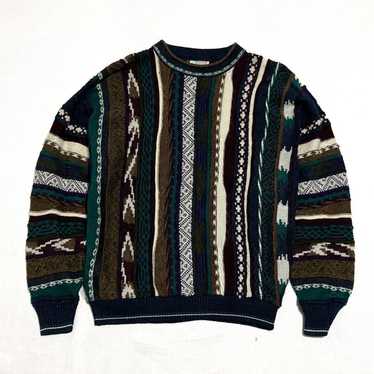 オーストラリア製 coogi 3D crew neck knit 80s 90s Vintage COOGI Australia Multicolor 3D Textured Chunky Knit