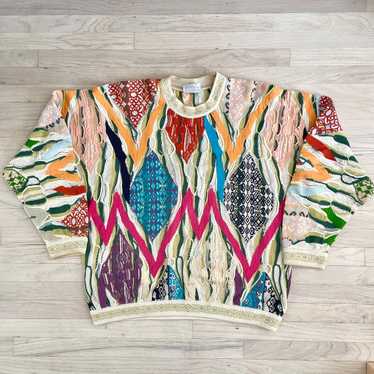 トップス archive COOGI 3D Crazy Patterned Knit Vintage COOGI Australia Multicolor 3D Textured Chunky Knit