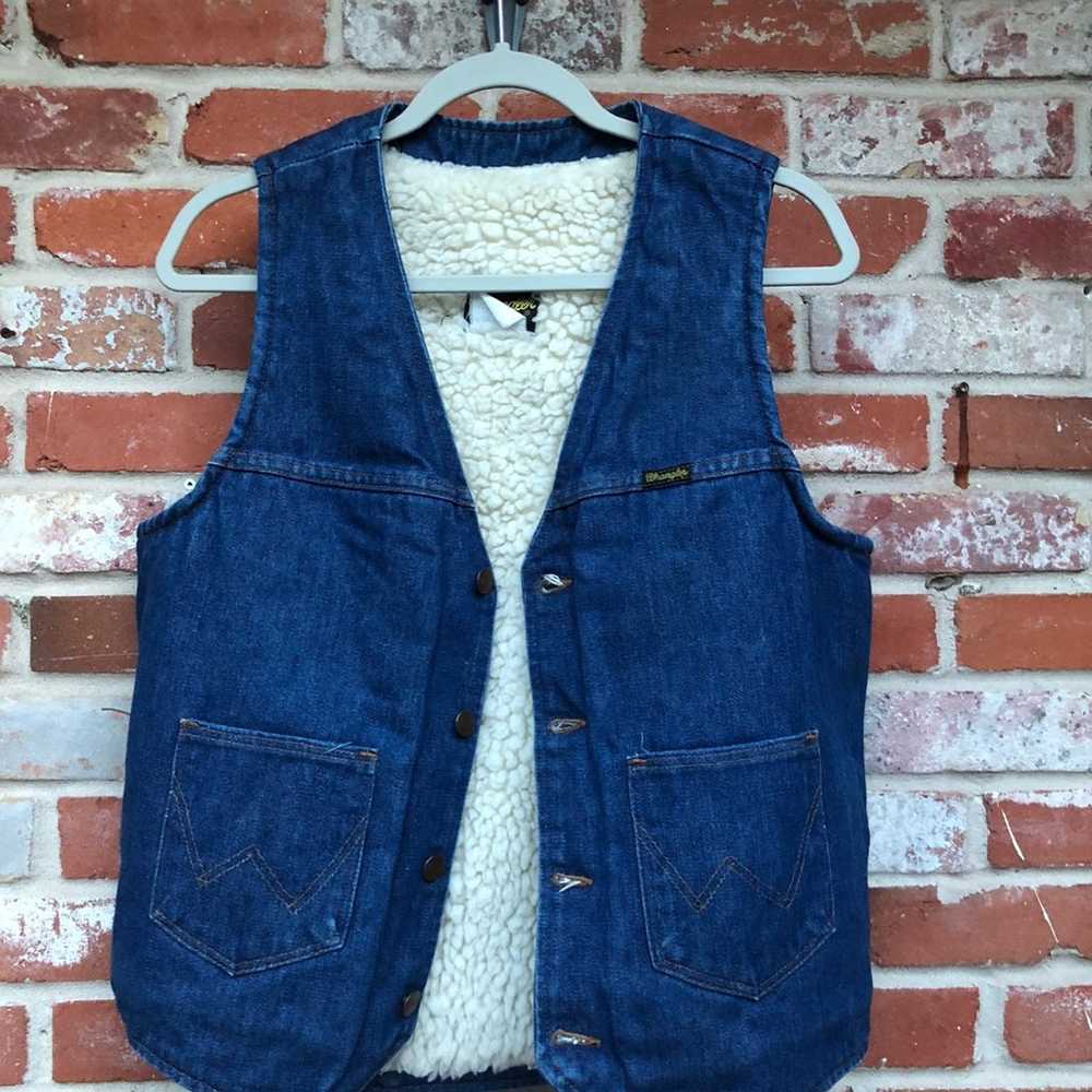 70s Vintage Wrangler harley denim vest - image 1
